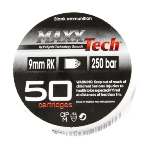 MAXX Tech 9mm PAK 400 bar Blank ammunition ZINC PLATED – vista laterale