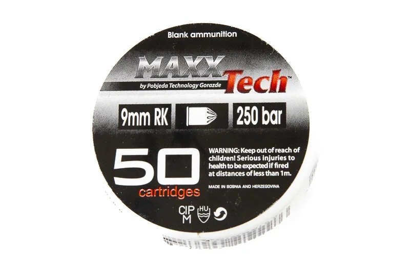 MAXX Tech 9mm PAK 400 bar Blank ammunition ZINC PLATED – vista laterale