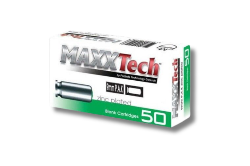 MAXX Tech 9mm PAK 400 bar Blank ammunition ZINC PLATED